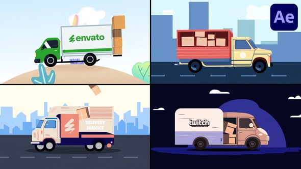 Delivery Service Truck Explainer for After Effects