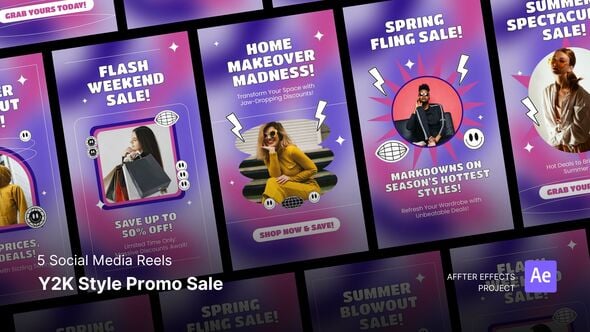Social Media Reels – Y2K Style Promo Sale After Effects Template