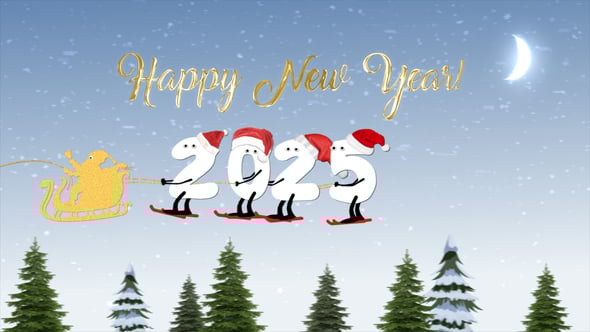 New Year Cartoon Skier 2025 | After Effects